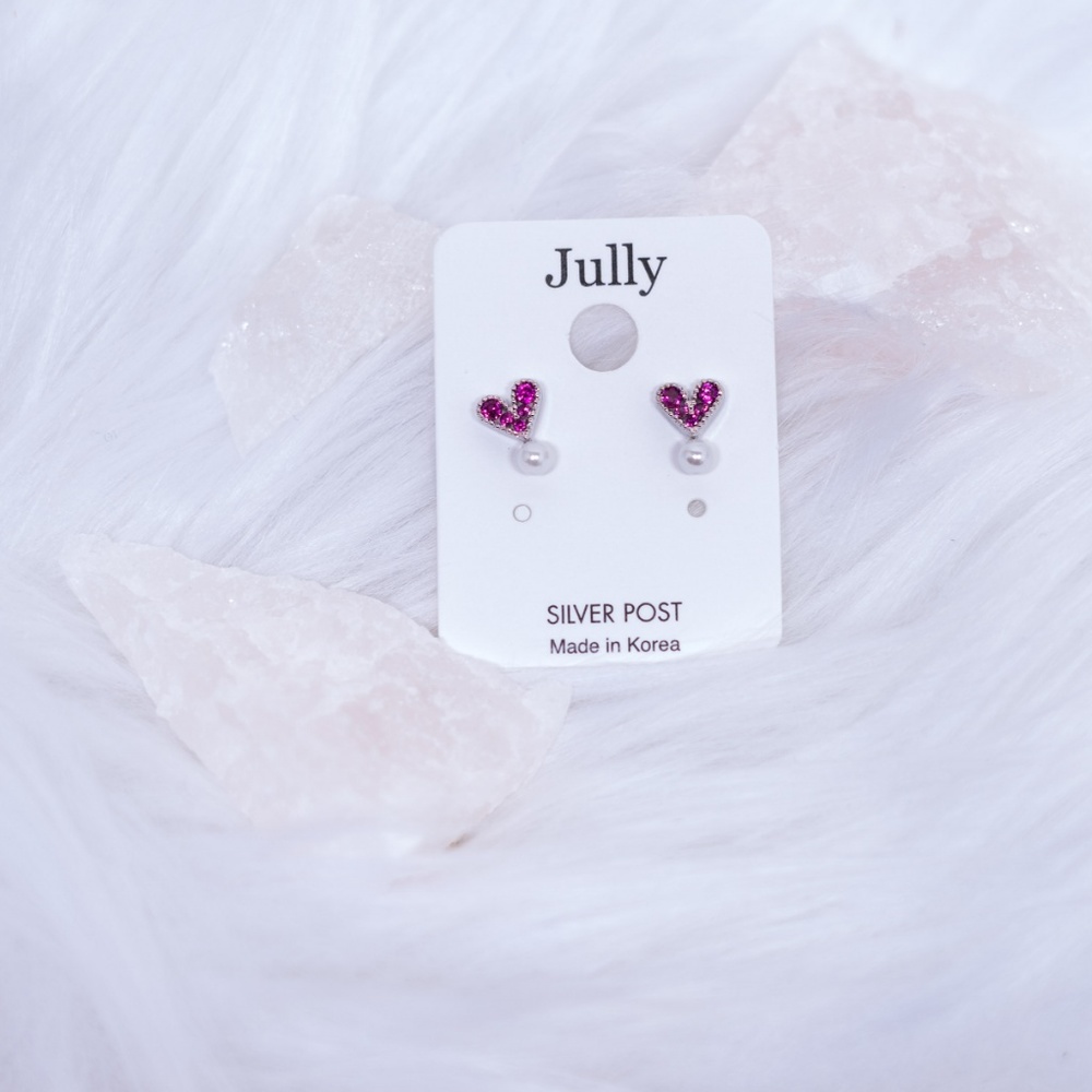 Petite Heart with Pearl Stud Silver